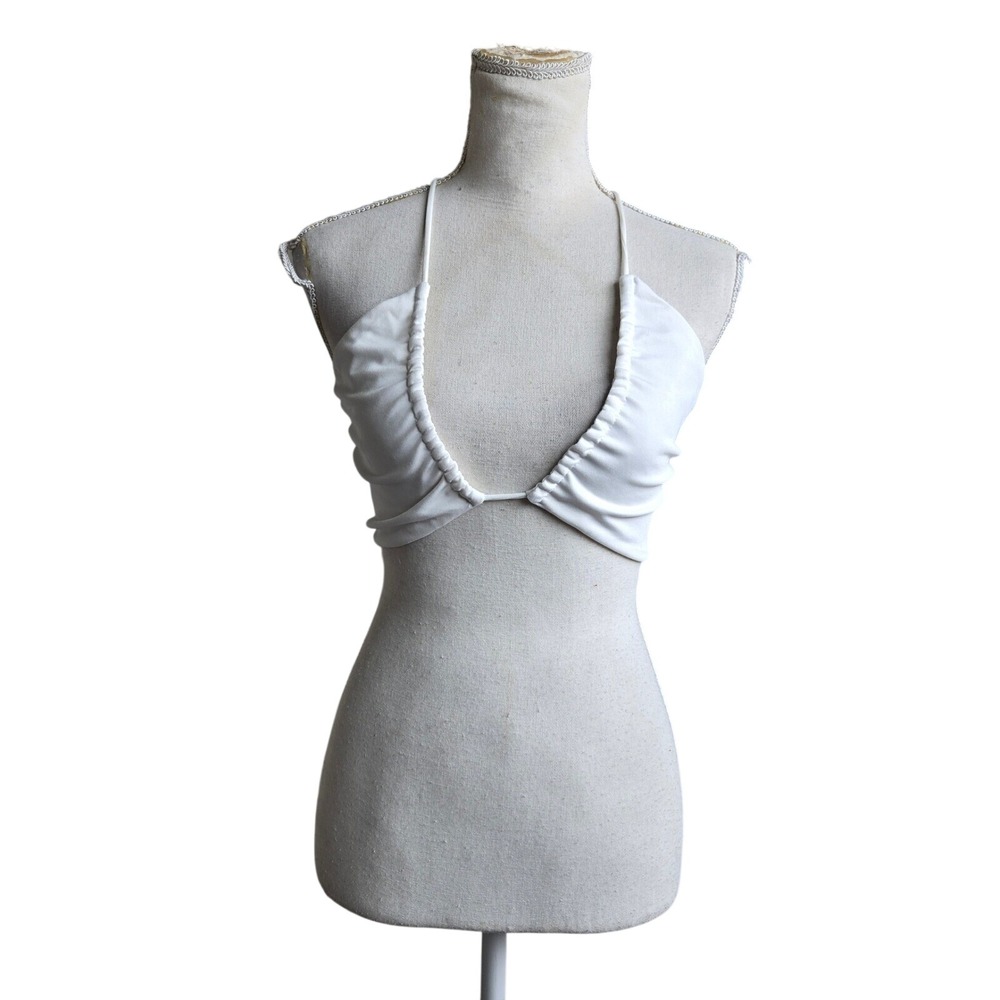 White Fox Size Small Cross Back White Patty Festival Triangle Crop‎ Tank Top